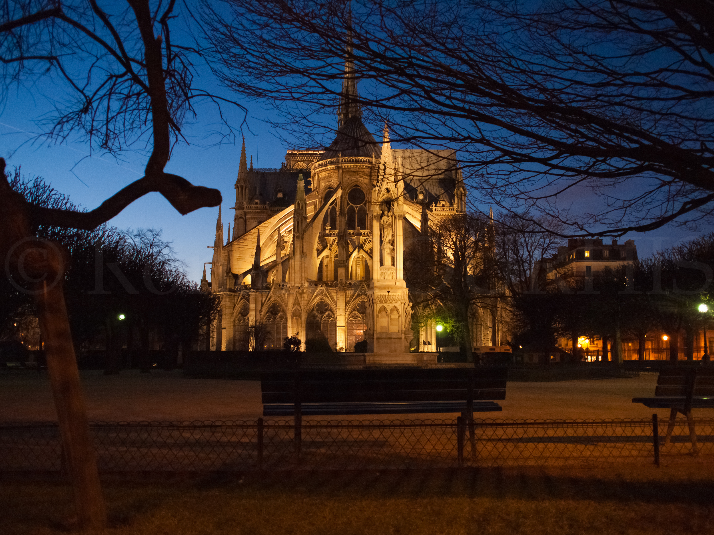 Notre Dame de Paris au crepuscule, © Ronan Bourhis 2010, 